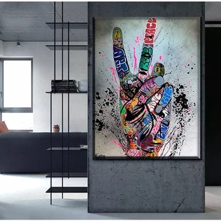 Quadro Decorativo Grande 112x82cm Grafite Arte De Rua Sala Escritorio Quarto