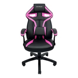 Cadeira De Escritório Mymax Mx1 Gamer Ergonômica Preta E Rosa Com Estofado De Couro Sintético