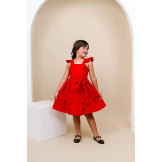 Vestido Infantil Natal Ano Novo Revéillon Presente Moda Menina Juvenil Midi Verão Soltinho Fresquinho Casamento FestaIgreja Festa Casamento Formatura Leve Princesa Linda Blogueirinha Blogueira Presente Aniversário
