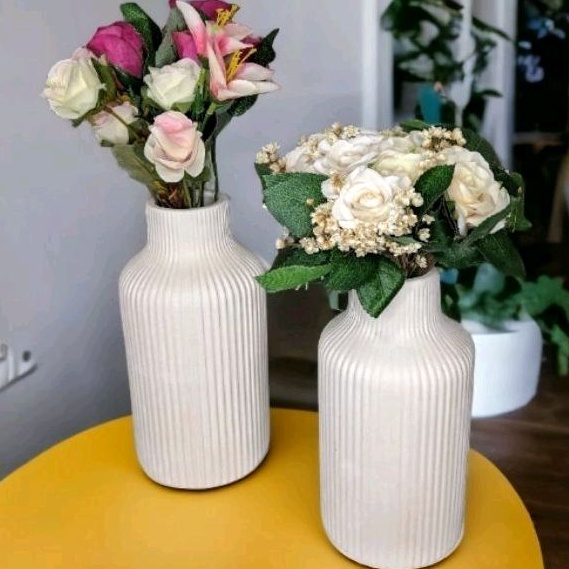 Vaso Geometrico SANWOOD In Ceramica Finta - Righe E Corde, Stile Nordico Beige, Per Fiori Finti O Secchi, Decorazione Da Scrivania