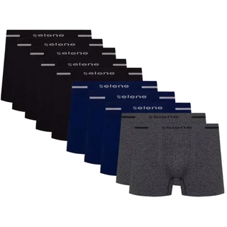 Kit 10X Cueca Boxer Selene Sem Costura Box Microfibra Masculina