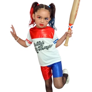 Fantasia Arlequina Conjunto de varetas infláveis cosplay esquadrão suicida  completo infantil