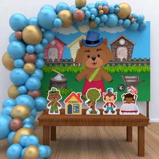 Kit Ouro Festa Aniversário Lobo Mau Desenho Decoração Cenários