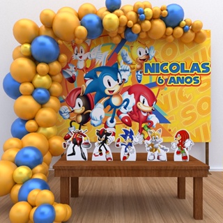 Kit Festa Aniversário Prata Painel + Display Sonic Filme