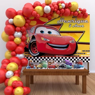 Kit Ouro Personalizado Festa Aniversário Carros Amarelo Decoração Cenários