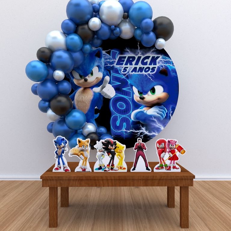 Kit Painel + Displays Sonic Filme Decoração De Festa #4 Full