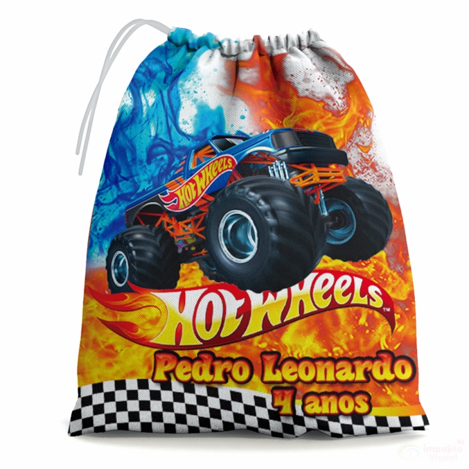 30 Sacolinhas Surpresa Personalizada Tecido Monster Truck Hot Wheels (15x20)