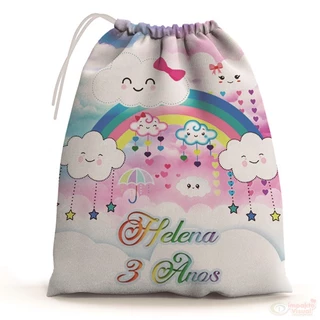30 Sacolinhas Surpresa Personalizada Tecido chuva de amor Benção (15x20)