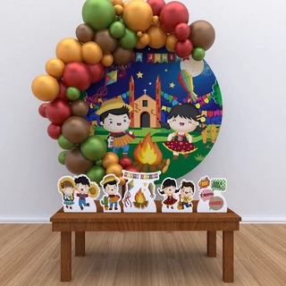 Kit Festa Painel Redondo Decoração Festa Junina Arraiá 1,50 Diâmetro