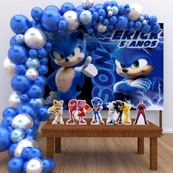 Kit Festa Painel e Display Sonic Filme - 1,50x1,00m