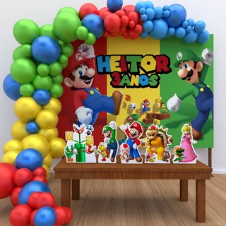 Kit Ouro Personalizado Festa Aniversário Super Mario Bros 2 Decoração Cenários