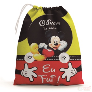 30 Sacolinhas Surpresa Personalizada Tecido Mickey SC01 (15x20)