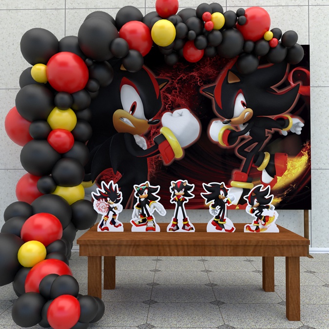 Kit Ouro Festa Aniversário Sonic Shadow the Hedgehog Desenho Decoração Cenários
