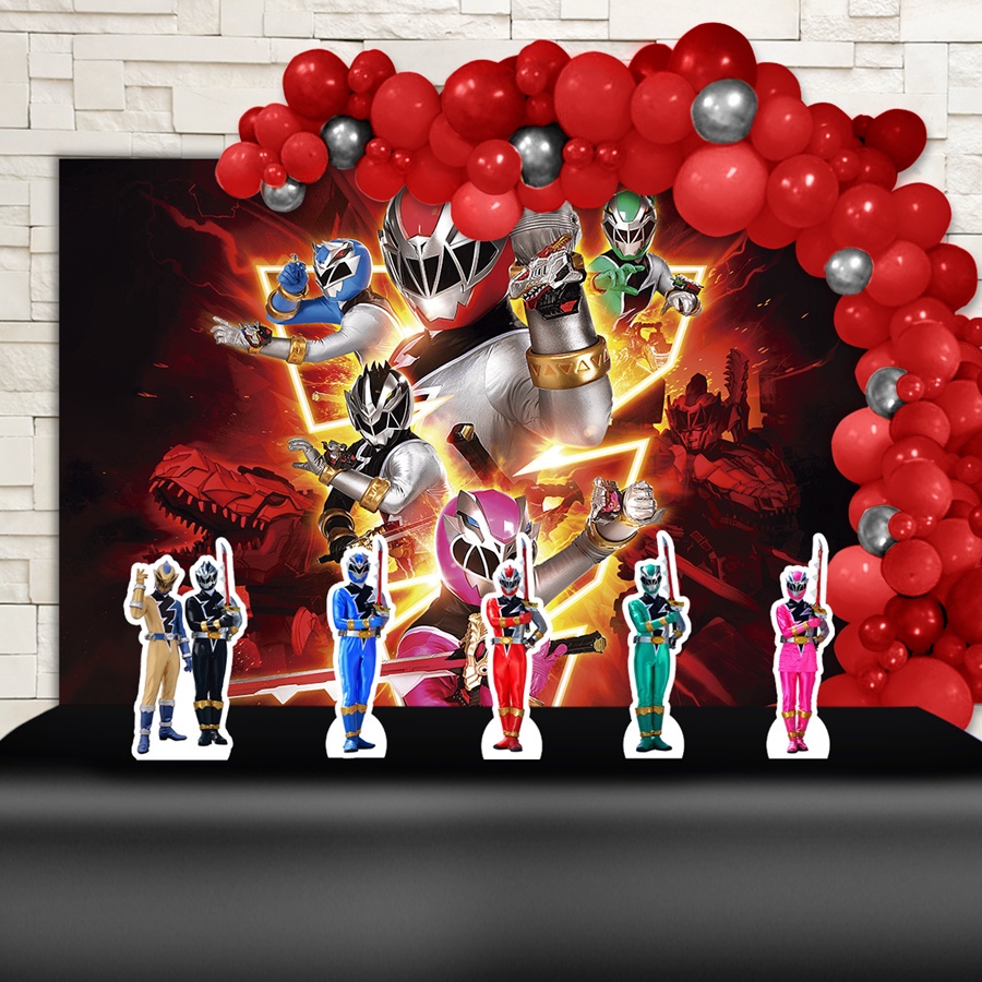 Kit Ouro Festa Aniversário Power Rangers Dino Fury Desenho Decoração  Cenários | Shopee Brasil