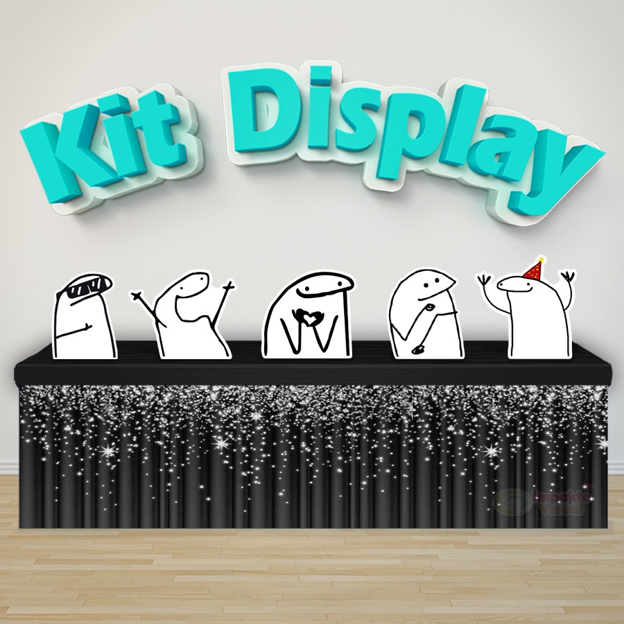 Kit Display De Mesa + Painel 1,5x1m Flork Boneco De Palito