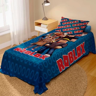 Jogo De Lençol Cobre Leito + Fronha Quarto Infantil Roblox