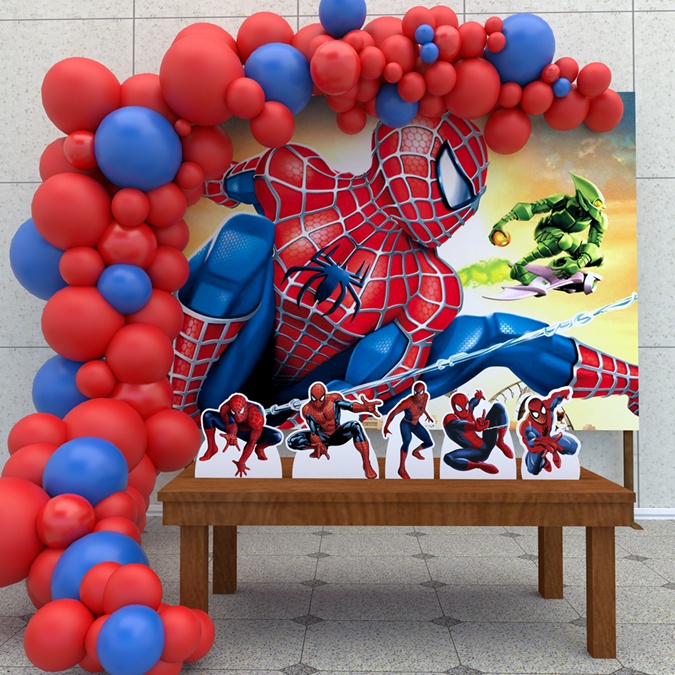 Festa Aniversário Infantil Homem Aranha Spider Man Cenários Kit Ouro