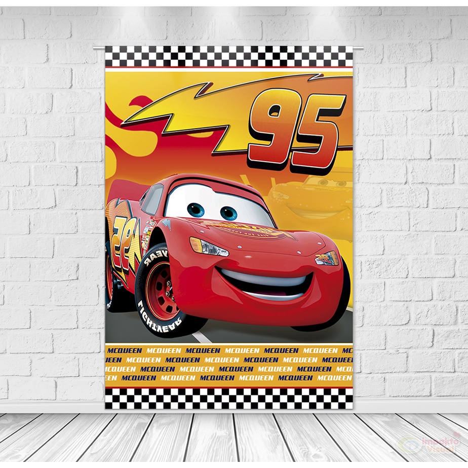 Painel Decoração Retangular Tecido Sublimado mc queen relâmpago mcqueen 1,50x2,20