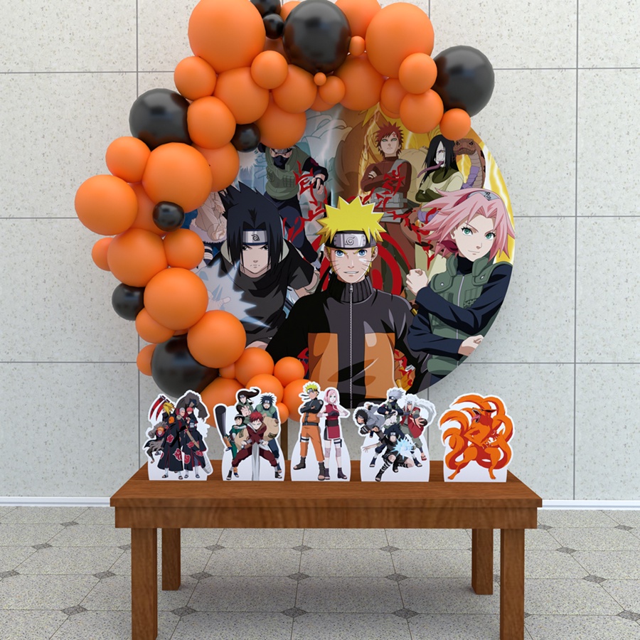 Kit Festa Decoração Sakura Naruto 5 Display Mesa + 3 Quadros Totem