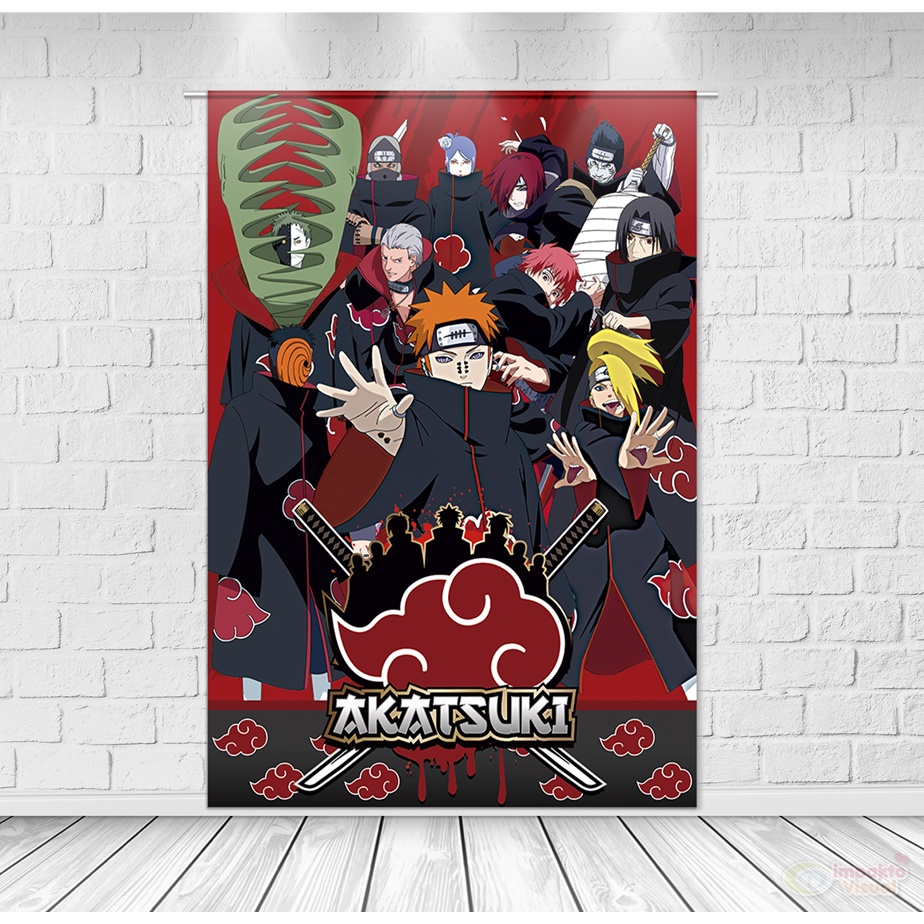 Painel Decoração Retangular Tecido Sublimado Akatsuki Naruto 1,50x2,20 ...