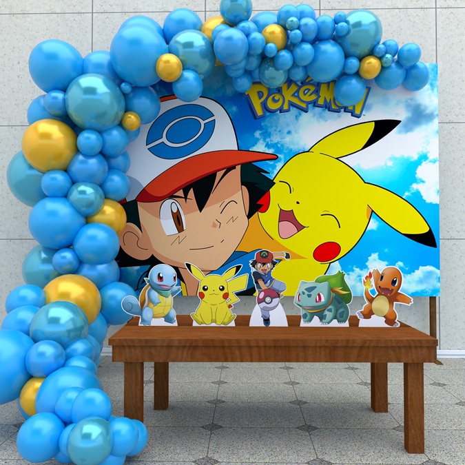 150 * 90cm Pokemon Festa De Aniversário Cenário De Fundo De Vinil Pikachu  Fotografia Decoração De Suprimentos Para Festas
