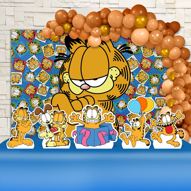Festa Aniversário Infantil Garfield Cenários Kit Ouro