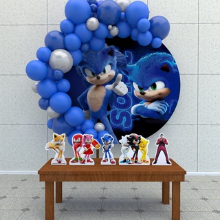 Kit Decoração Festa Sonic Filme 2 Painel Infantil e Totem