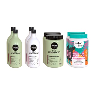 Kit Duplinha SOS Hidratação Ultra Cachos e Creme para Pentear Definição Máxima 1kg Salon Line