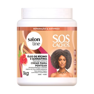 Creme para Pentear SOS Cachos Rícino e Queratina Salon Line 1kg
