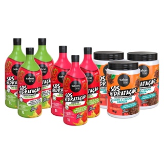 Combo Familia Kit SOS Hidratação Turbinado com Máscara Cachos e Crespos Salon Line