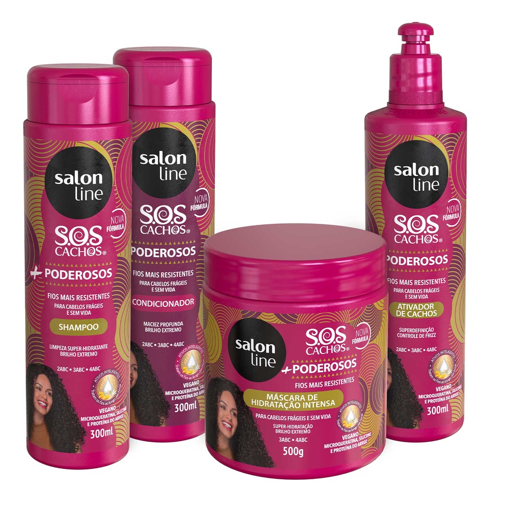 Kit SOS Cachos + Poderosos com Ativador e Máscara Salon Line