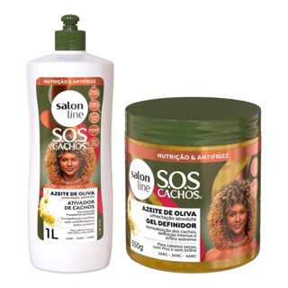 Kit Finalização Azeite de Oliva no cabelo com Ativador e Gel