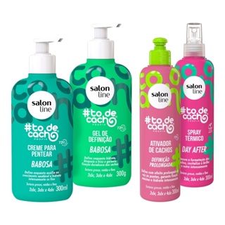 Kit finalização #todecacho com Gel, Ativador de Cachos, Spray Térmico e Creme Para Pentear