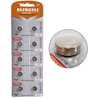 Bateria Ag3/lr41 Alcalina Botao 1,5 v C/10 Pcs Na Cartela Ag3 Lr41 C10 Alfacell/imporiente