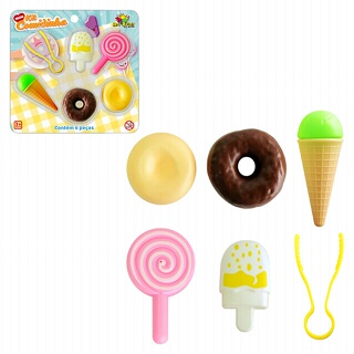 Kit Comidinha Doces Rosquinha Sorvete Pirulito Pegador 6Pcs