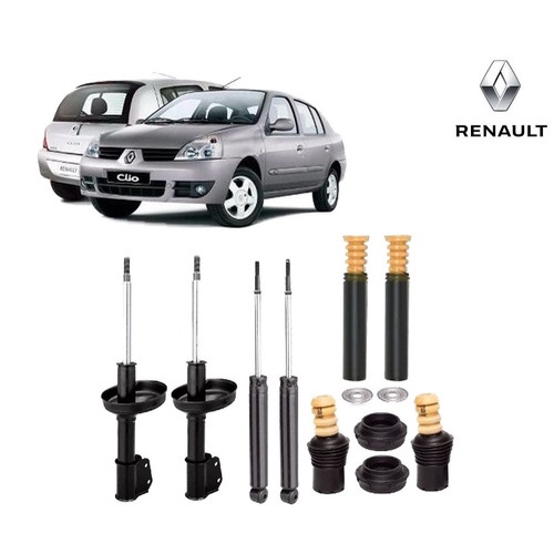 4 Amortecedores + Kit Suspensão Clio 1.6 (2000 Até 2012)