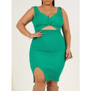 Conjunto Verde Tricot Elegance Plus Size Verde Moda Mari Exclusivo