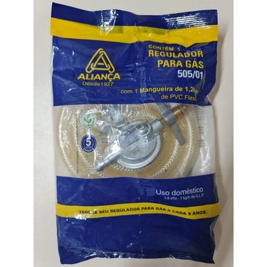 Kit Completo Registro Regulador Gás Aliança + Mangueira 1,