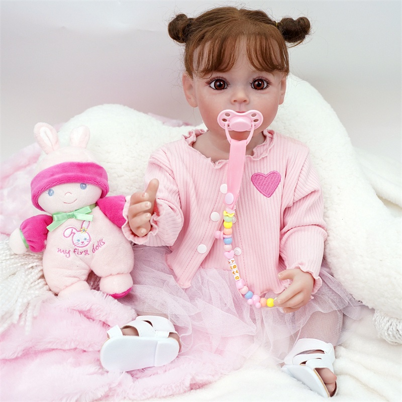 Brastoy Boneca Bebê Reborn Silicone Menina 55cm Olhos Castanhos Original :  : Brinquedos e Jogos