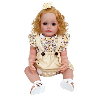 Brastoy Bebê Reborn Boneca Pintada Silicone Realistic Menina Cabelo Dourado  Original 55cm