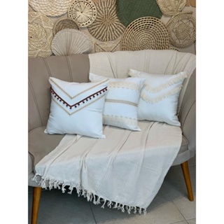 Kit 3 Capas Almofada Linho Estilo Boho Chic