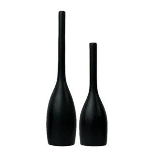 Garrafa dupla Decorativo Cerâmica Preto Fosco Sala consultório Escritório Ambientes