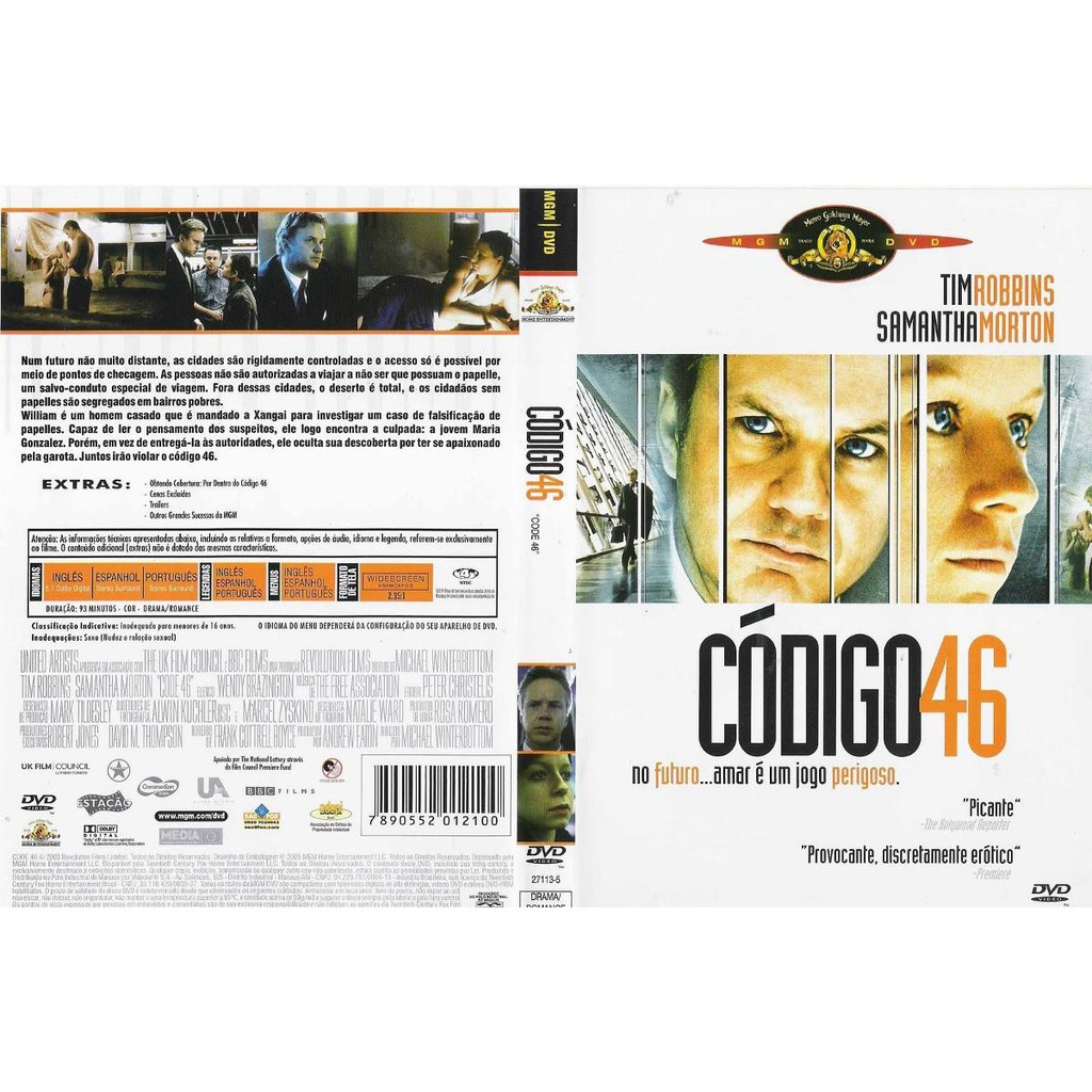 Dvd Código 46, Tim Robbins, Samantha Morton, 2003, Original | Shopee Brasil