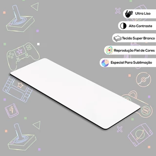 Mouse Pad Gamer Branco Retangular para Sublimação - 70x30 Reprodução Fiel de Cores e Conforto Macio em Oferta na Shopee