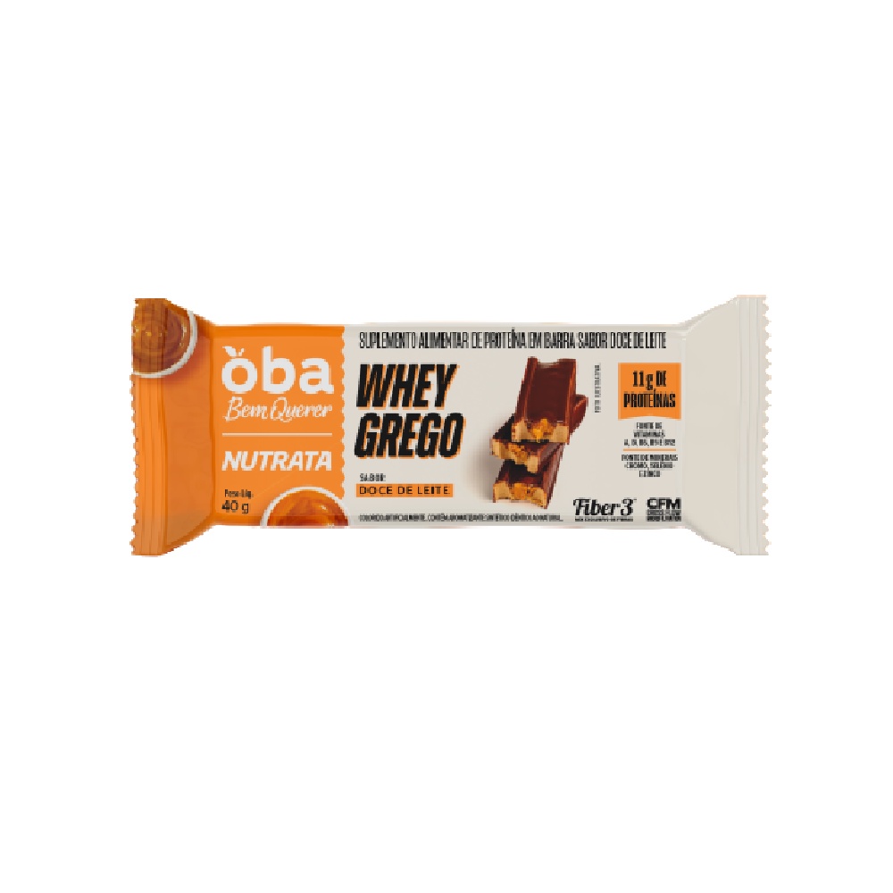 Barra Whey Grego Sabor Doce De Leite Oba Bem Querer & Nutrata 40 G