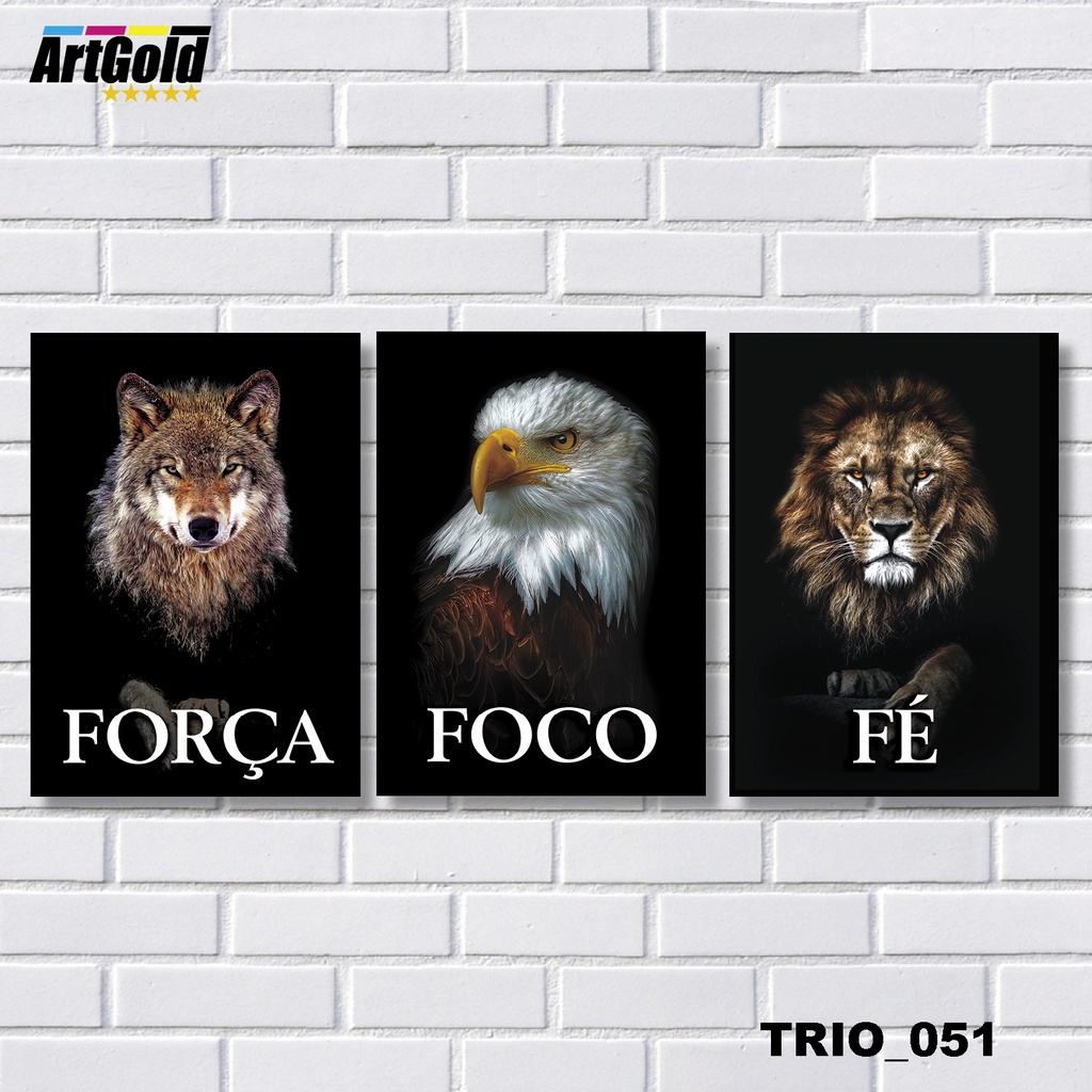 Kit 3 Placas Quadros Decorativos em MDF - ARQUÉTIPOS FORÇA, FOCO e FÉ ...