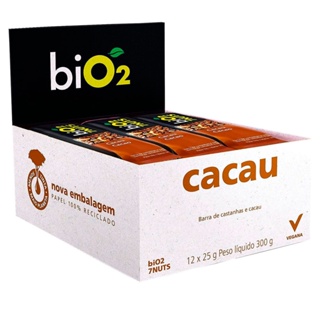 Barra de Castanhas e Frutas Cacau biO2 Nuts (Cx 12un de 25g)