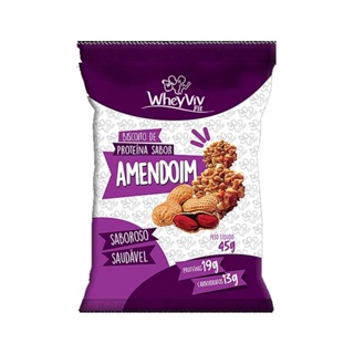 Kit 5x Biscoito de Proteína Sabor Amendoim Wheyviv 45g