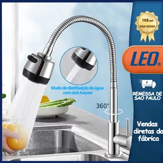 Torneira Gourmet Cozinha Parede Luxo Inox 1/4 de volta
