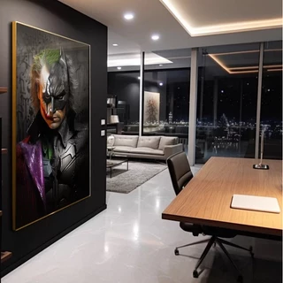Quadro Decorativo 112x82cm Full HD Metade Morcego Metade Palhaço